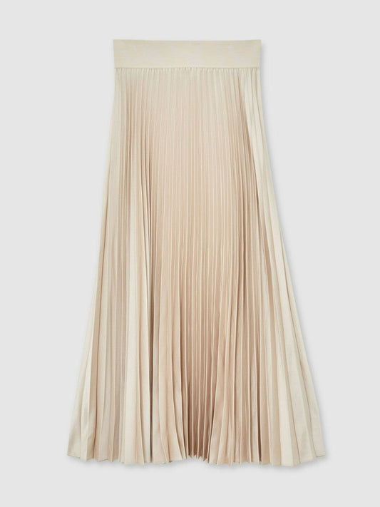 Pleated Midi Skirt Champagne Neutral | Womens