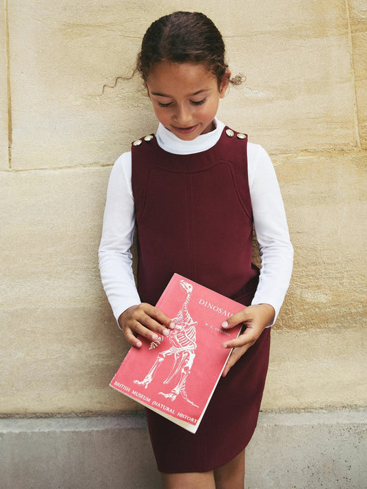 13-14 yrs Button-Detail Sleeveless Shift Dress Berry | Children