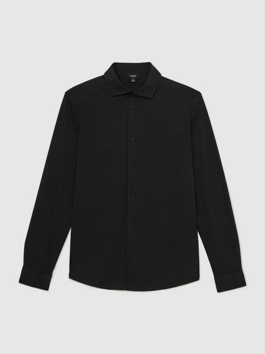 Cotton-Jersey Button-Through Shirt Black | Mens
