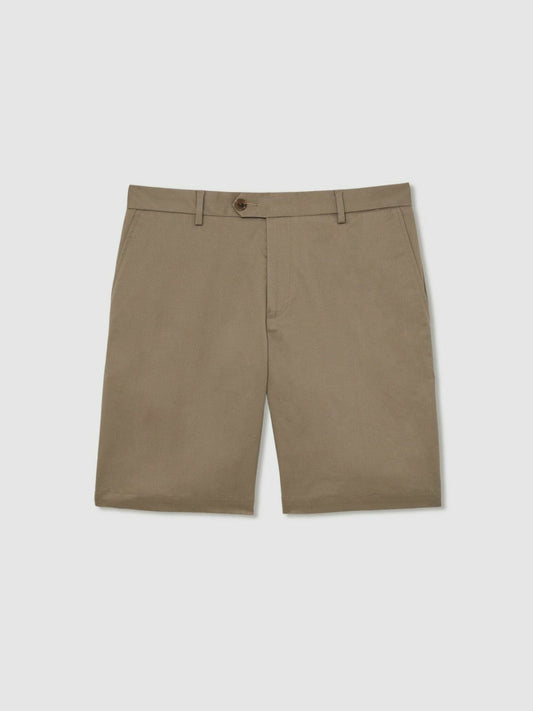 Oe Hampton Cotton Chino Shorts with Stretch Taupe | Mens