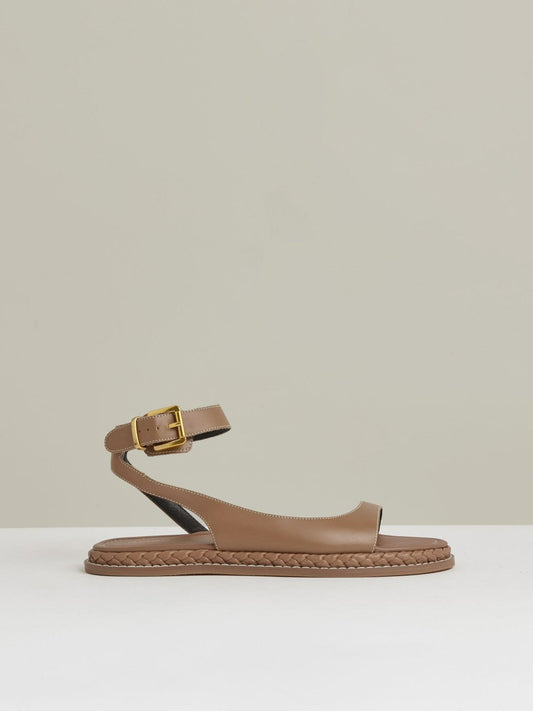 Leather Plait Detail Sandals Tan | Womens