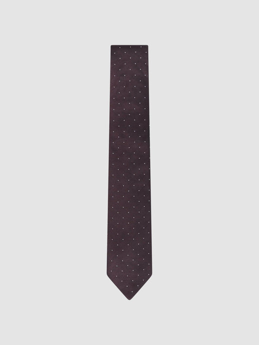 Polka Dot Silk Tie Burgundy | Mens