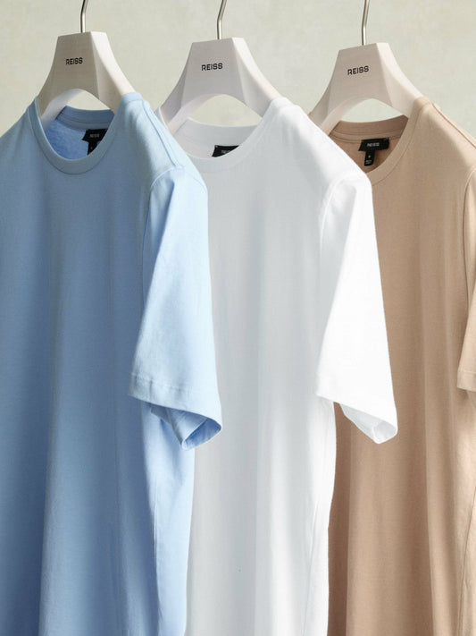 Cotton-Jersey Crew-Neck T-shirts 3 Pack Neutral | Mens