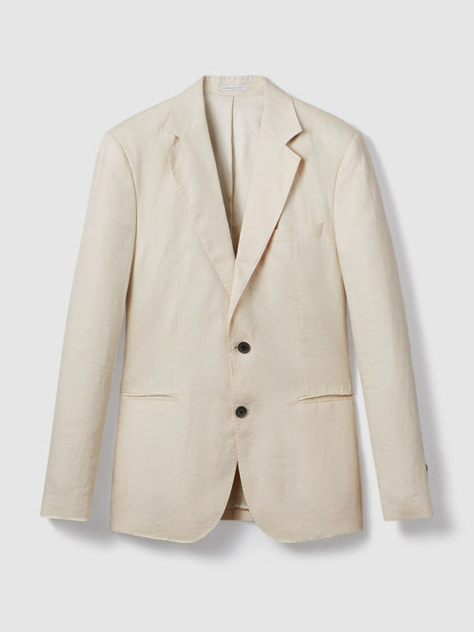 Slim-Fit Single Breasted Linen Blazer Stone | Mens