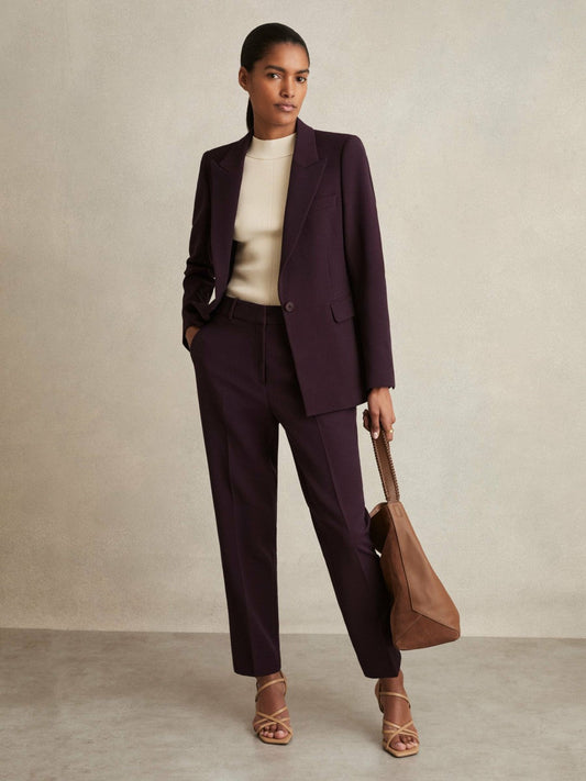Tailored Single Breasted Suit Blazer Berry | Womens