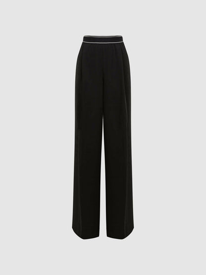 Wide Leg Elasticated Trousers Black | Womens