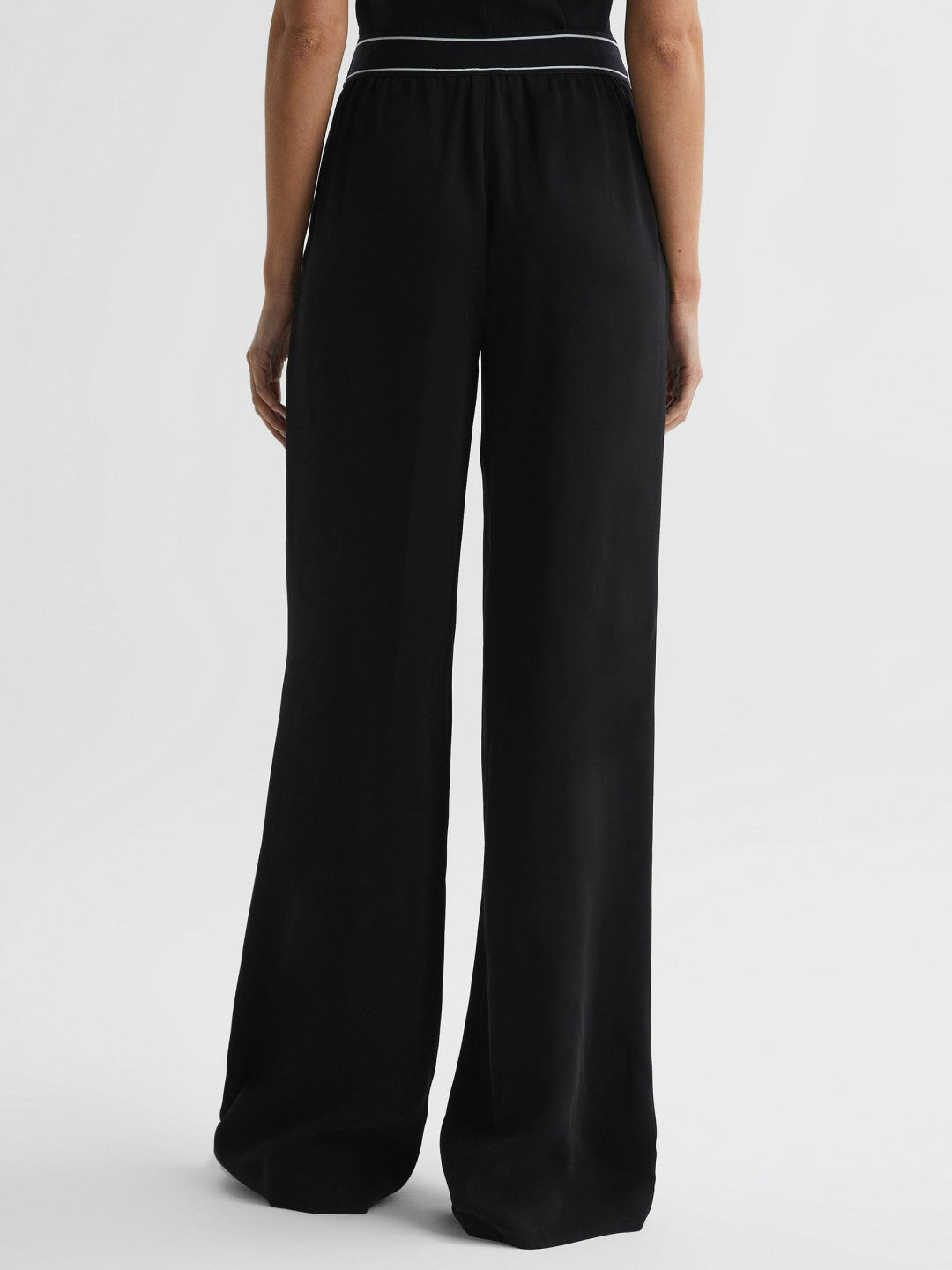 Wide Leg Elasticated Trousers Black | Womens