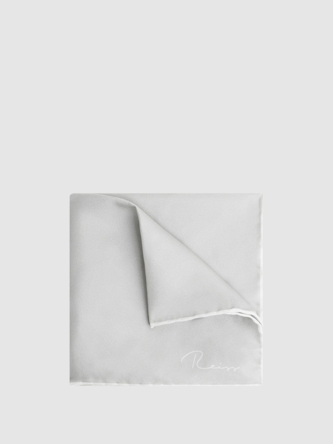 Plain Silk Pocket Square Silver | Mens