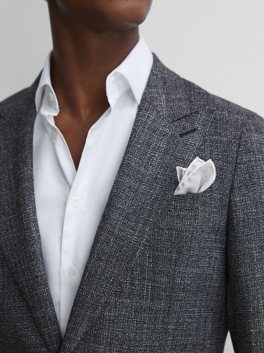 Plain Silk Pocket Square Silver | Mens