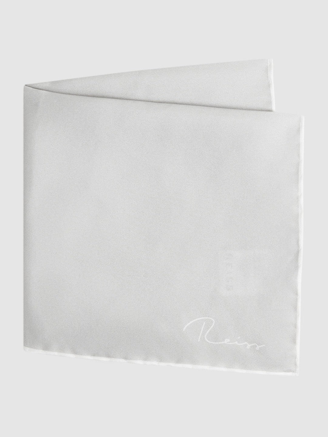 Plain Silk Pocket Square Silver | Mens
