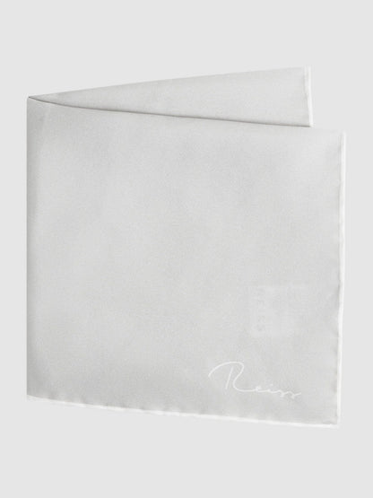 Plain Silk Pocket Square Silver | Mens
