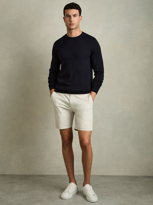 Short Length Casual Chino Shorts Chalk | Mens