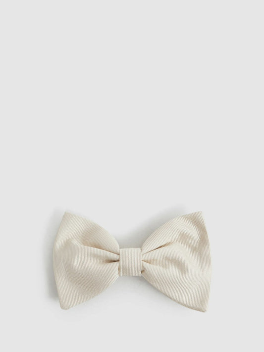 Grosgrain Silk Bow Tie Light Ivory | Mens