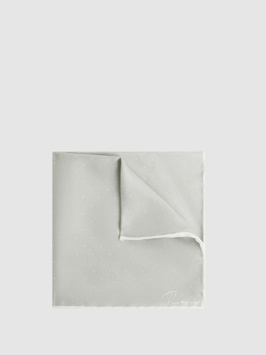 Polka Dot Silk Pocket Square Silver | Mens