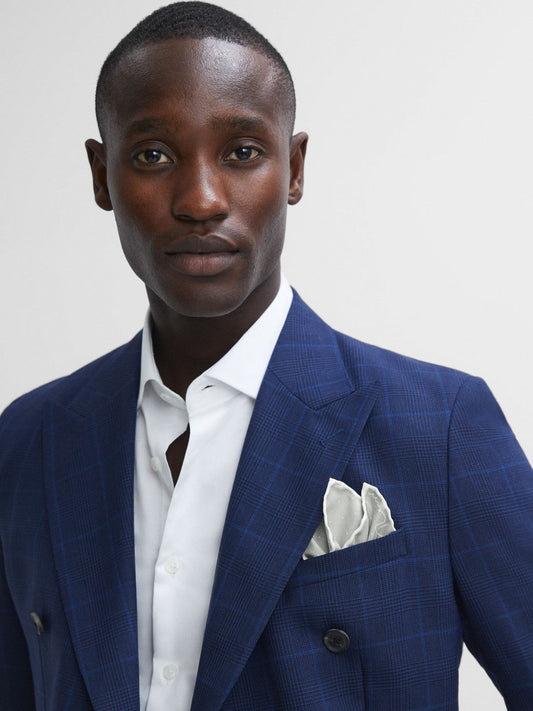 Polka Dot Silk Pocket Square Silver | Mens