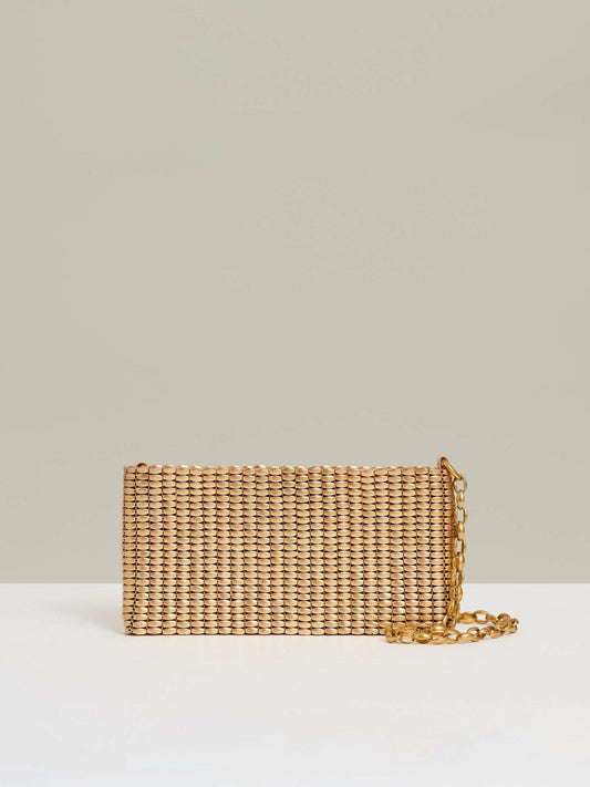 Beaded Removable Strap Shoulder Bag Gold | Womens