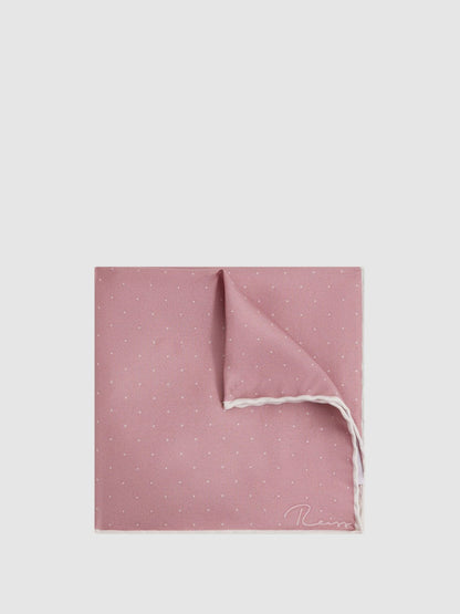 Polka Dot Silk Pocket Square Pink | Mens