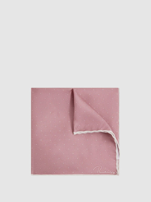 Polka Dot Silk Pocket Square Pink | Mens