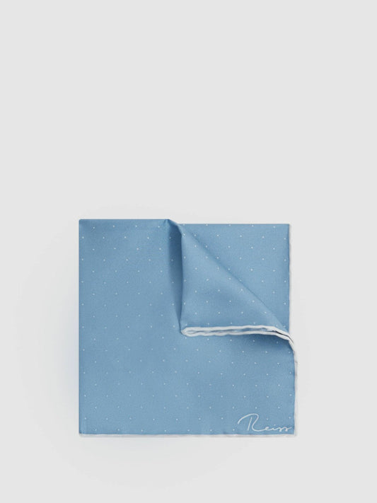 Polka Dot Silk Pocket Square Blue | Mens
