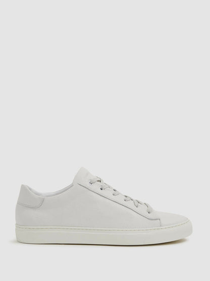 Harrys of London Grained Leather Trainers White | Mens