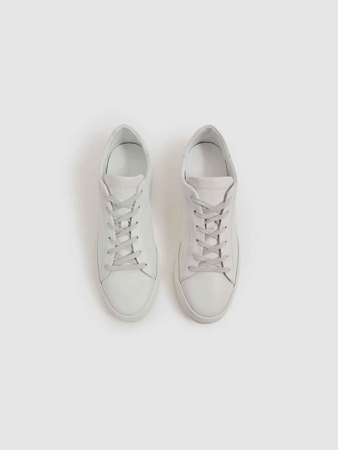 Harrys of London Grained Leather Trainers White | Mens