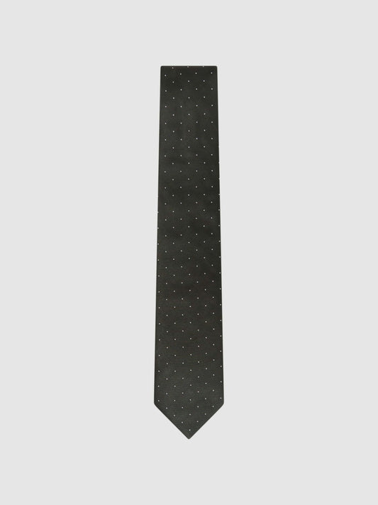 Polka Dot Silk Tie Dark Green | Mens