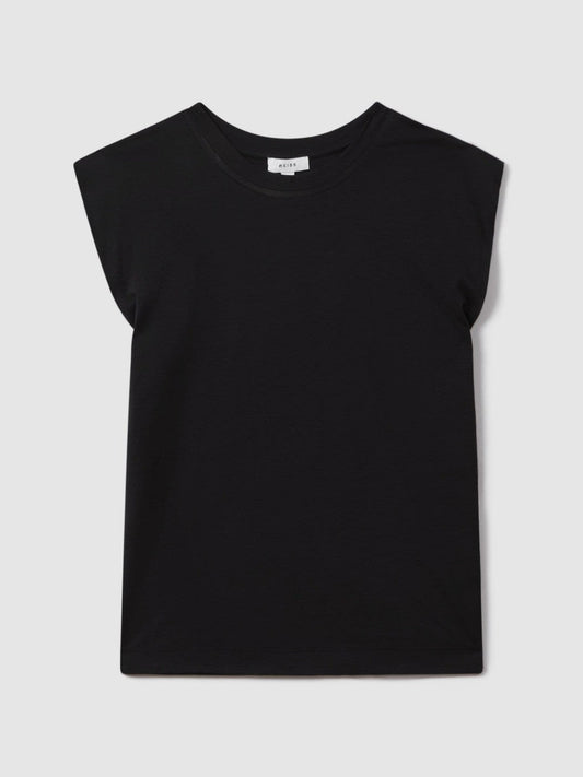 Cotton Capped Sleeve T-Shirt Black | Womens