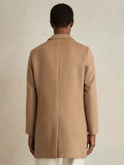 Wool Blend Single Breasted Epsom Overcoat Camel | Mens