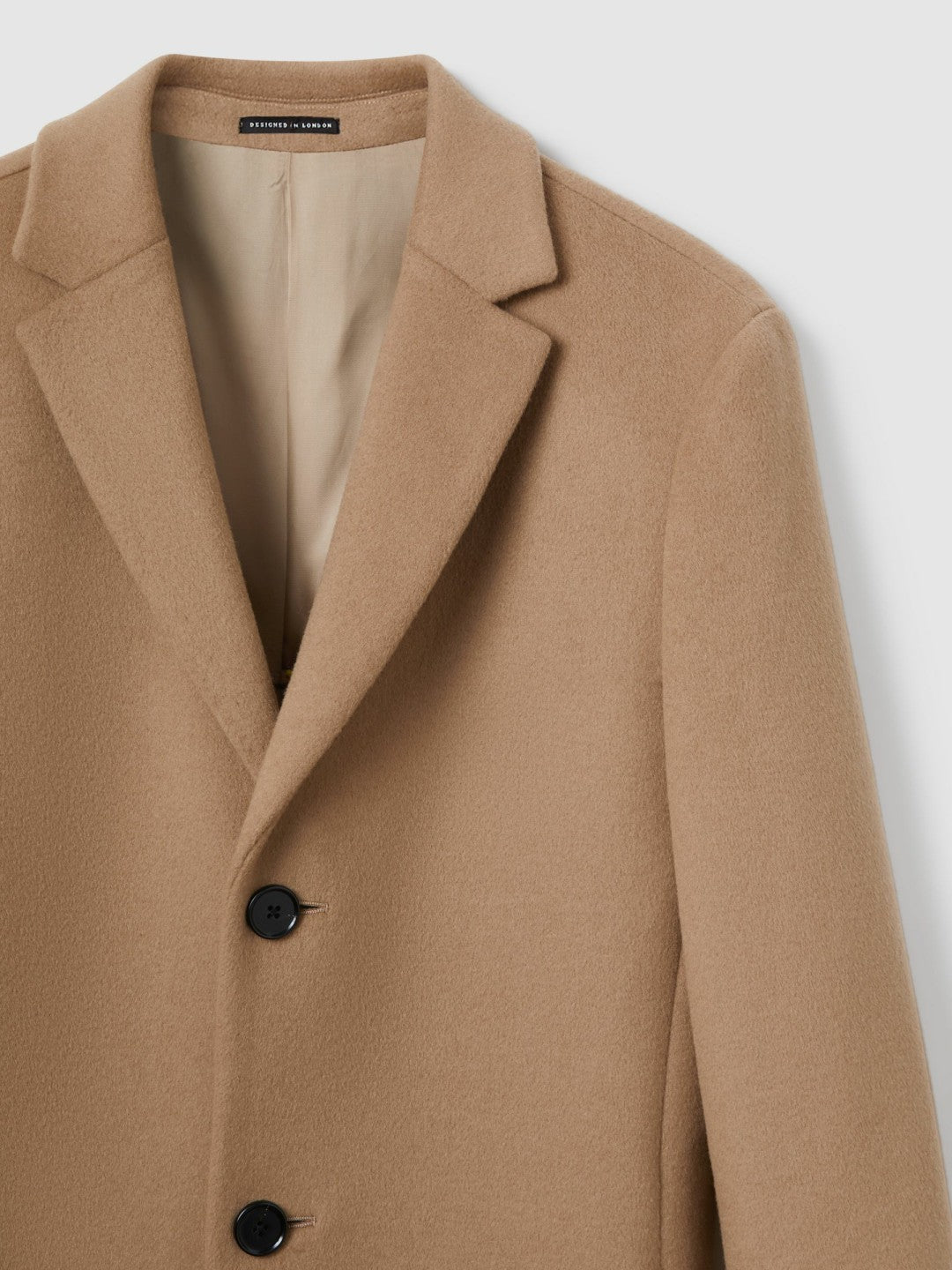 Wool Blend Single Breasted Epsom Overcoat Camel | Mens
