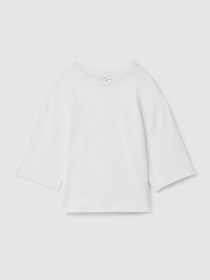 Oversized Cotton Crew Neck T-Shirt White | Womens