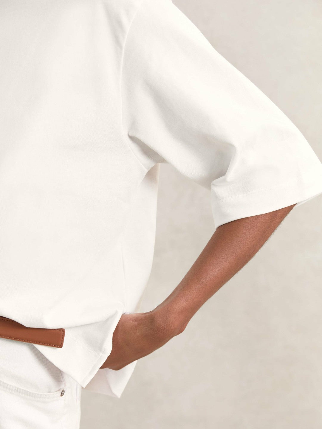 Oversized Cotton Crew Neck T-Shirt White | Womens