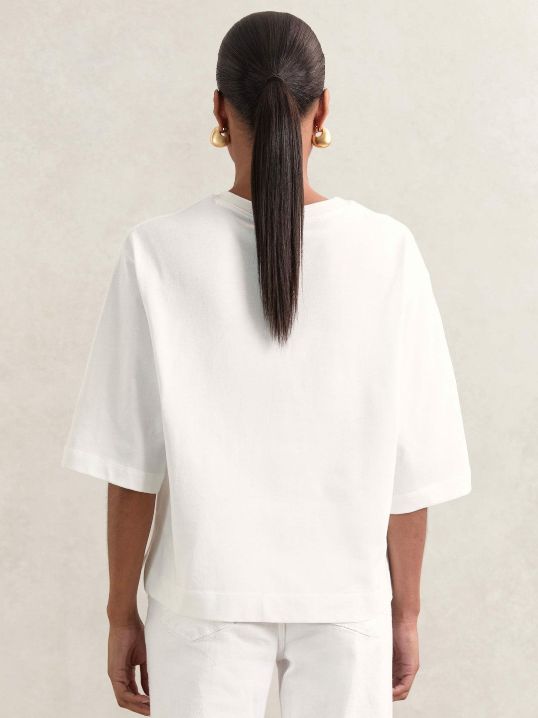 Oversized Cotton Crew Neck T-Shirt White | Womens