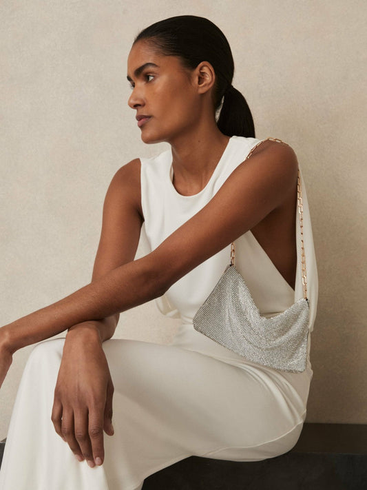Embellished Chainmail Shoulder Bag Silver | Womens