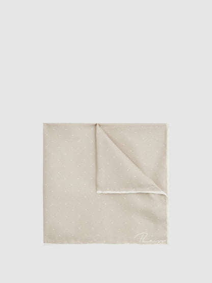 Polka Dot Silk Pocket Square Stone | Mens