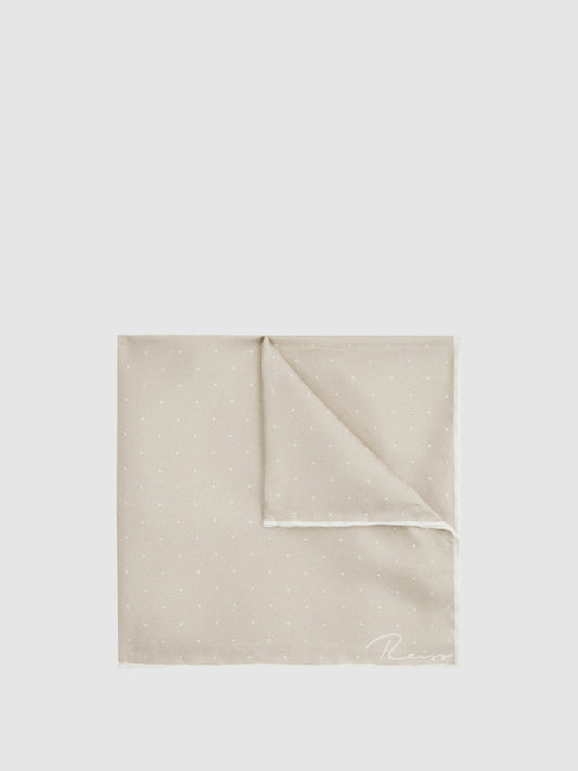 Polka Dot Silk Pocket Square Stone | Mens