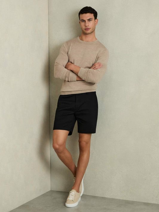 Short Length Casual Chino Shorts Black | Mens