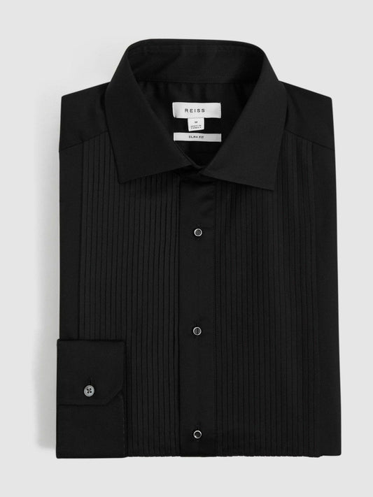 Slim Fit Cotton Dinner Shirt Black | Mens