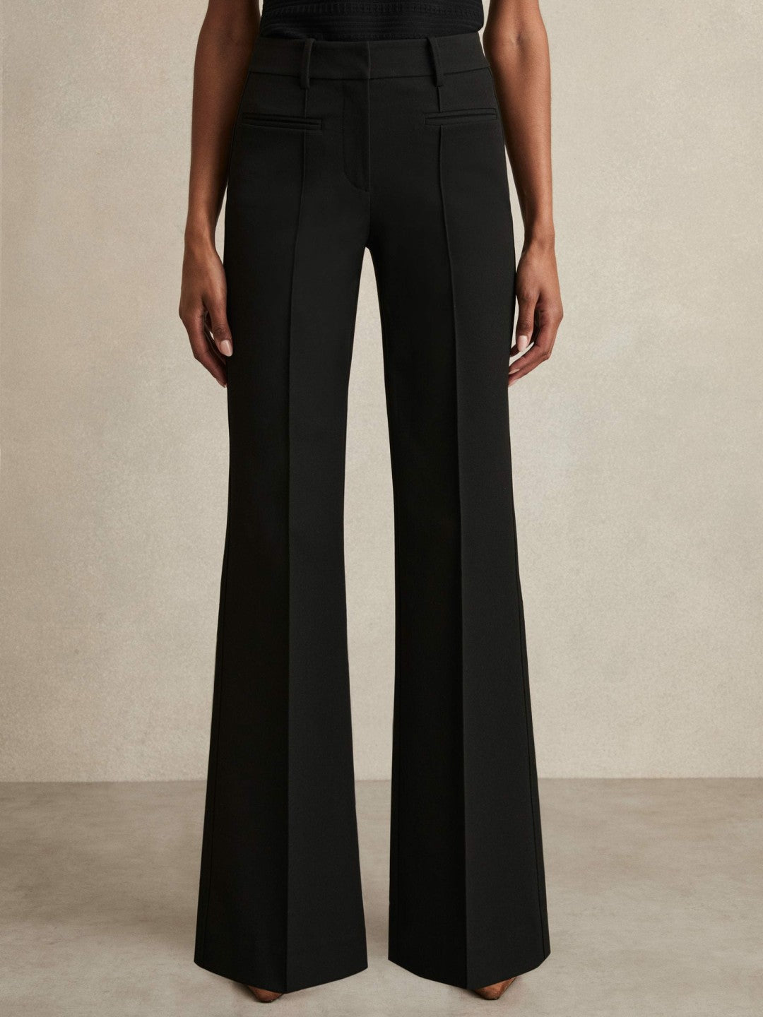 High Rise Flared Trousers Black | Womens