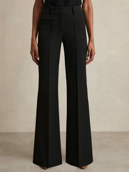 High Rise Flared Trousers Black | Womens