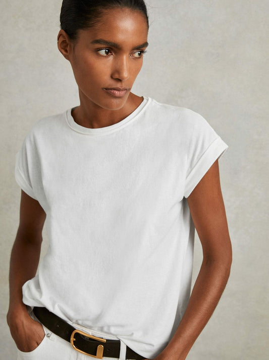 Cotton-Jersey Crew Neck T-Shirt White | Womens