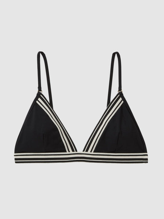 Triangle Colourblock Bikini Top Black | Womens