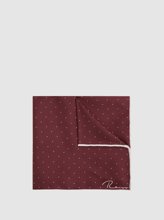 Polka Dot Silk Pocket Square Burgundy | Mens