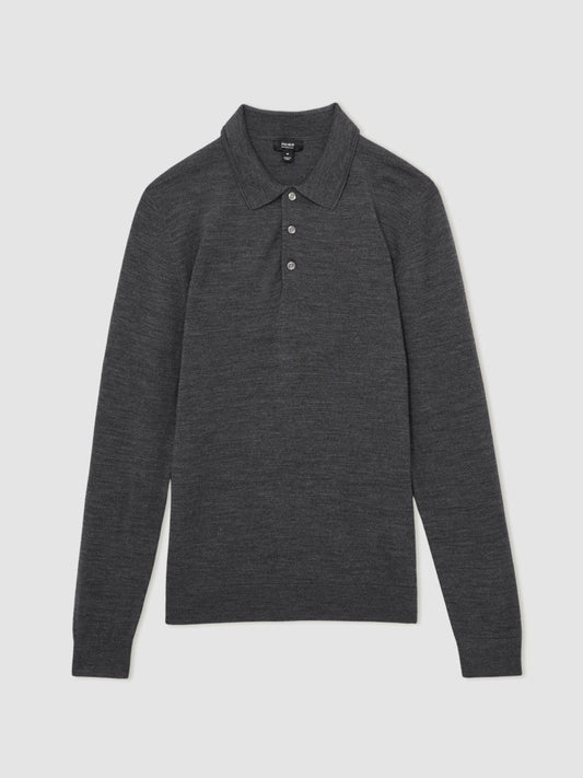 Merino Wool Polo Shirt Derby Grey Marl | Mens