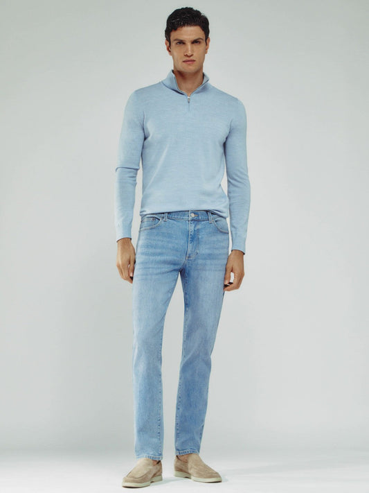 Cotton-Stretch Slim-Fit Jeans Light Blue Wash | Mens