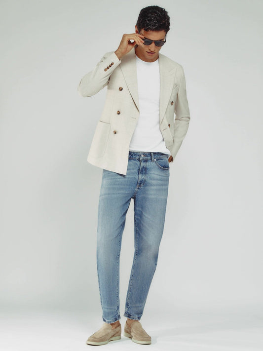 Relaxed-Fit Cropped Jeans Light Blue Wash | Mens