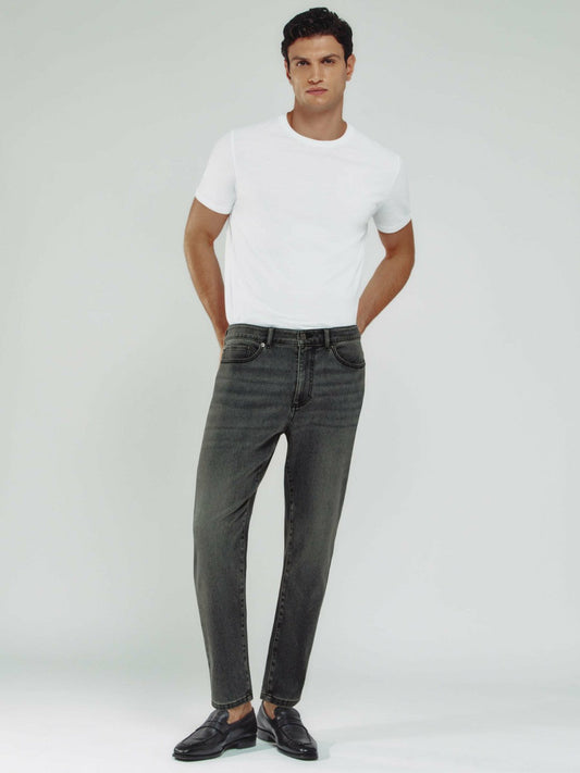 Relaxed-Fit Cropped Jeans Washed Black | Mens