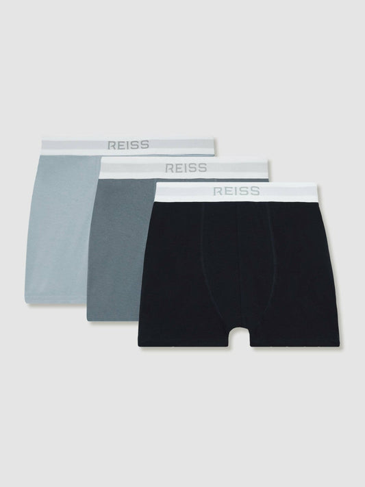 Stretch-Cotton Boxers 3 Pack Blue Multi | Mens