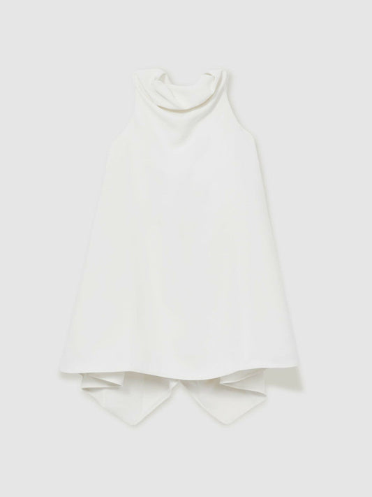 13-14 yrs High-Neck Drape Back Dress Ivory | Children