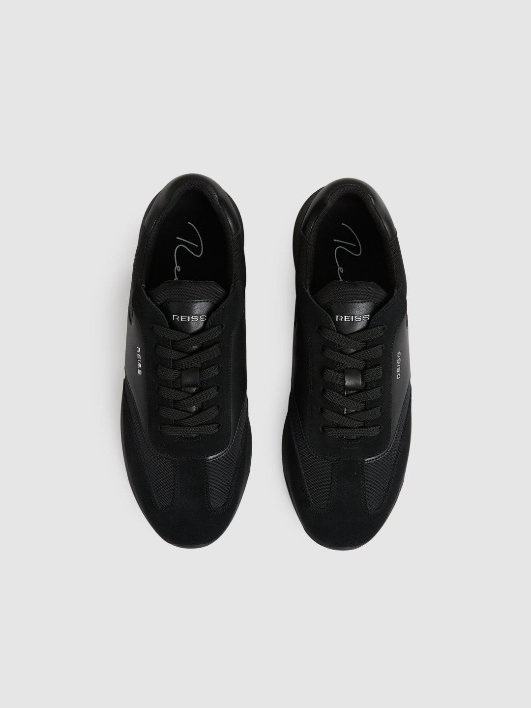 Leather Suede Running Trainers All Black | Mens