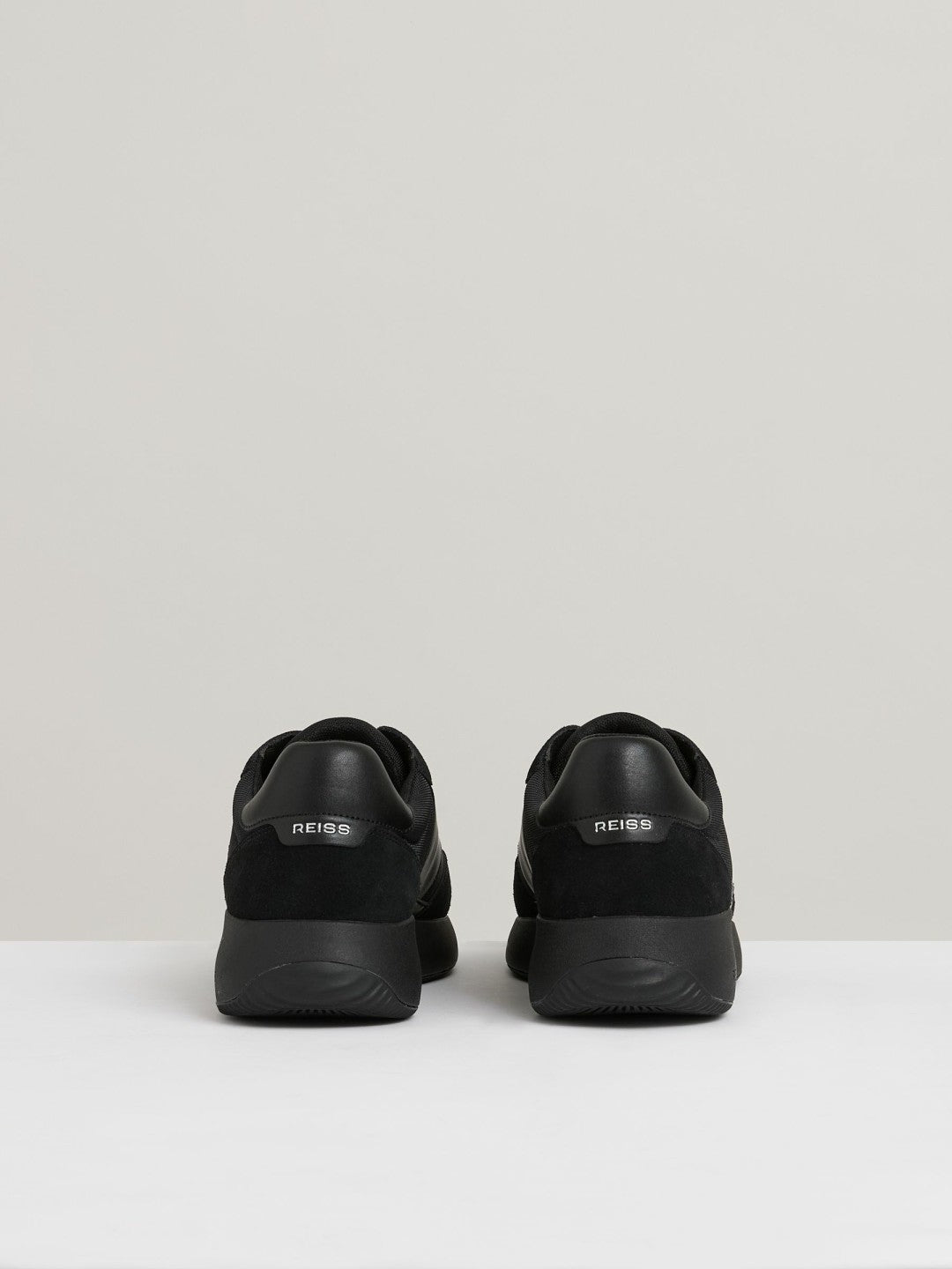 Leather Suede Running Trainers All Black | Mens